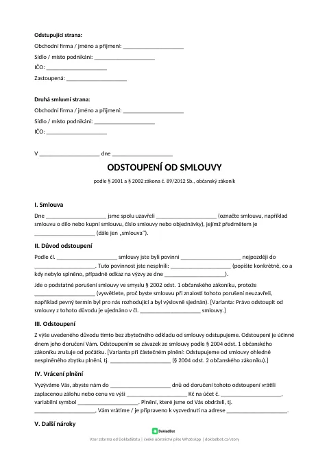 Náhled: Odstoupení od smlouvy mezi podnikateli v PDF