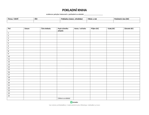 Náhled: Pokladní kniha v PDF