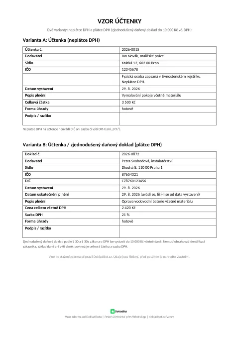 Náhled: Vzor účtenky v PDF
