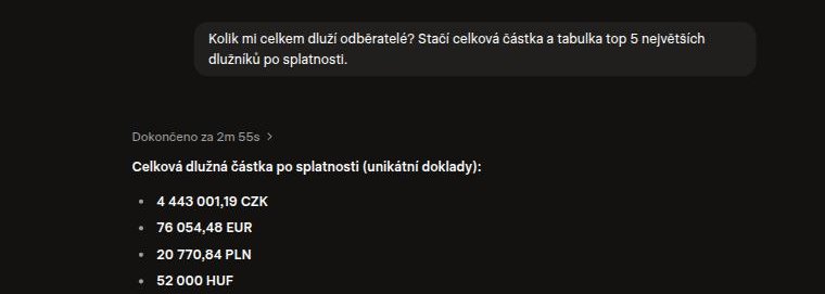 Grok sečetl dluhy po splatnosti z DokladBotu podle měn: 4 443 001,19 Kč, 76 054,48 EUR, 20 770,84 PLN a 52 000 HUF