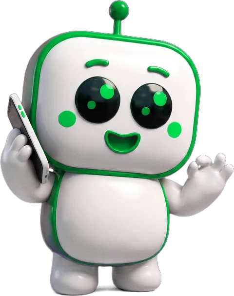 Robot DokladBot telefonuje a ukazuje gesto OK